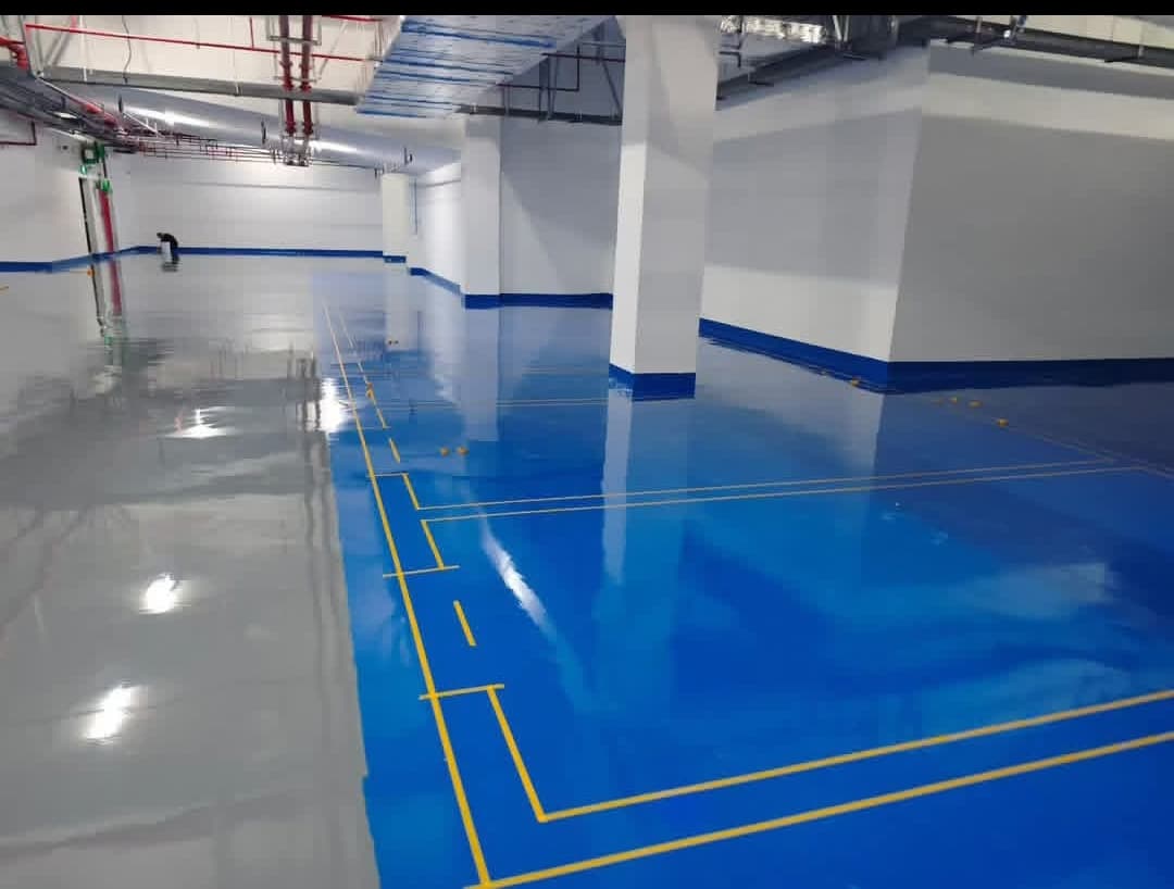 3D metallic epoxy floor with glossy finish
